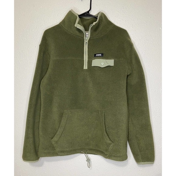 Victoria's Secret Tops - Victoria Secret Fleece Womens XS Pink Sweater Polar Quarter‎ Zip Color Green